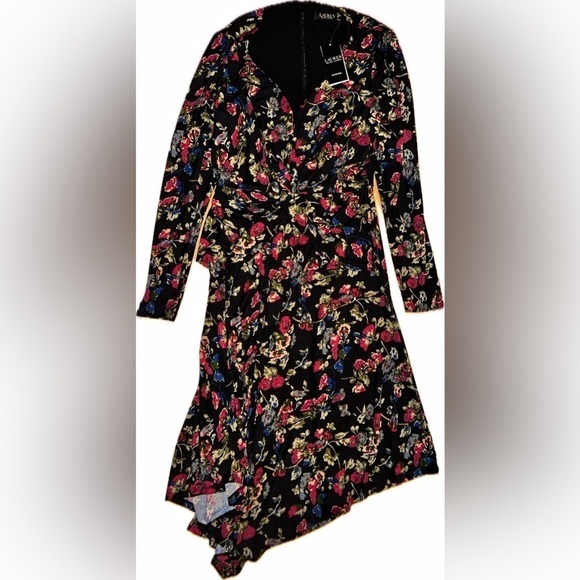Lauren ralph Lauren Women's Floral Surplice Jersey Dress size 6 - Picture 5 of 6